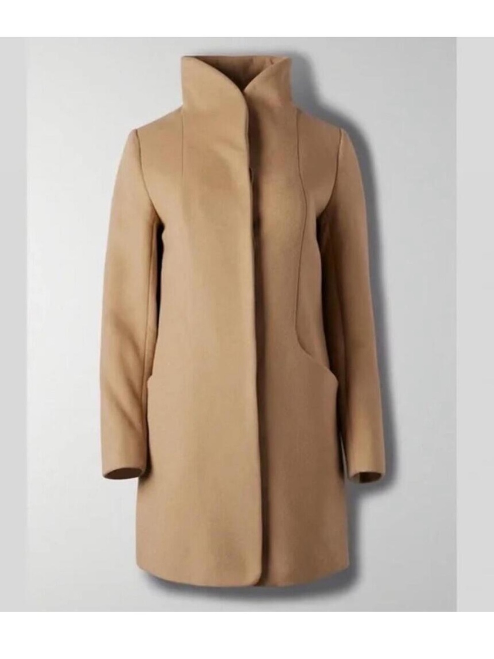 Aritzia Wilfred Cocoon Coat Jacket Cashmere Wool Tank Khaki Medium M
